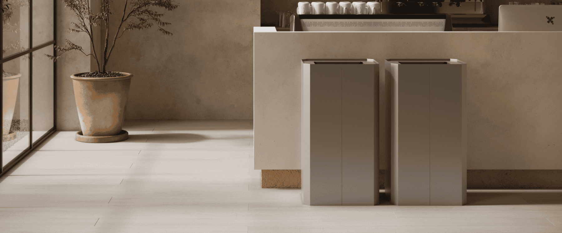 Two Waste Receptacles Side by Side
